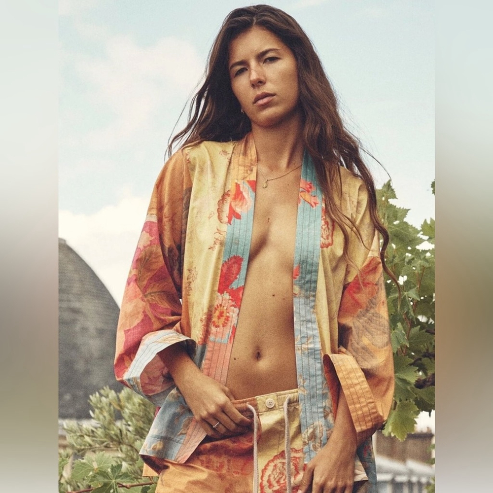 Zara Patchwork Kimono Jacket Belted Sashboho Arti… - image 2